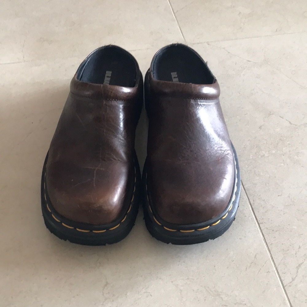 Dr. Martens leather clogs